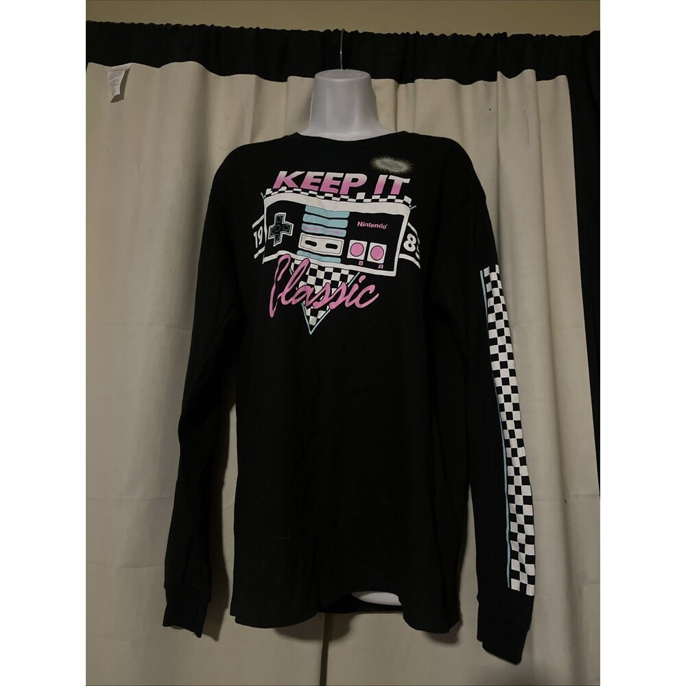 Nes Keep It Classic 1985 Black Retro Video Game Long Sleeve T Shirt Size Medium